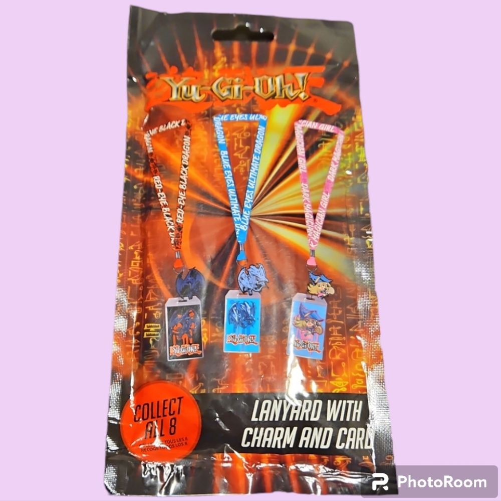 Lot of 7 Yu-Gi-Oh! Lanyard with charm and card mystery bag!
